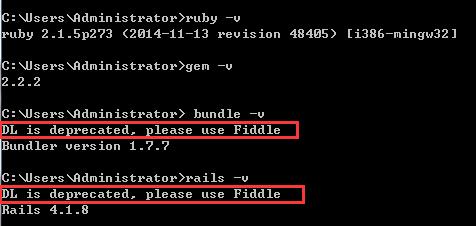 Ruby on rails安装后去掉DL is deprecated,please use Fiddle警告信息的方法【测试可用】