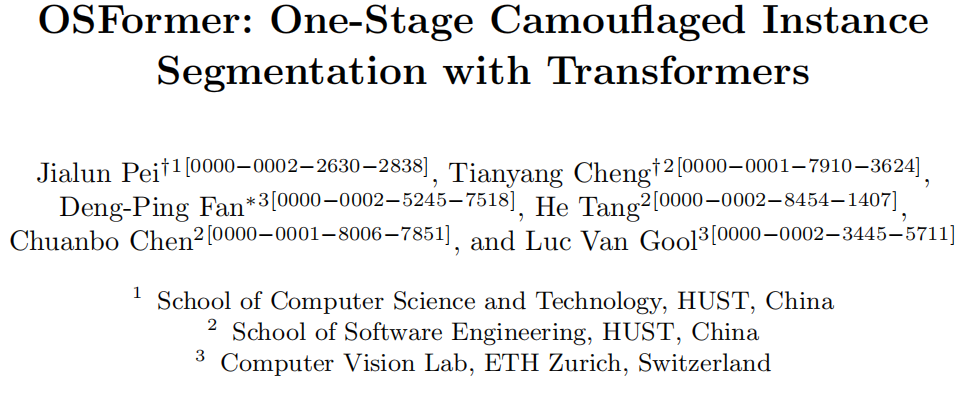 OSFormer: One-Stage Camouflaged Instance Segmentation with Transformers